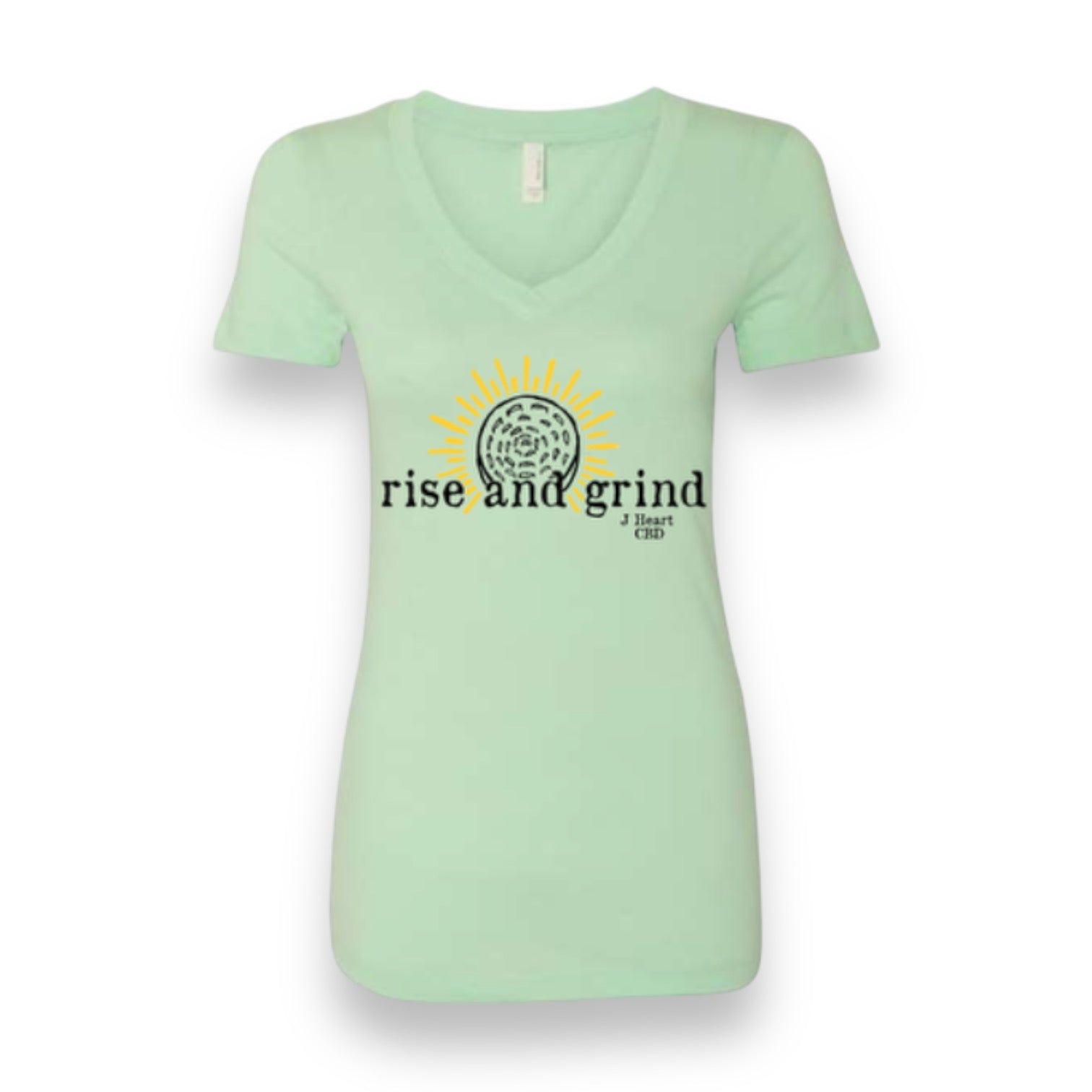 Women's V Neck - Rise and Grind (Mint Green)