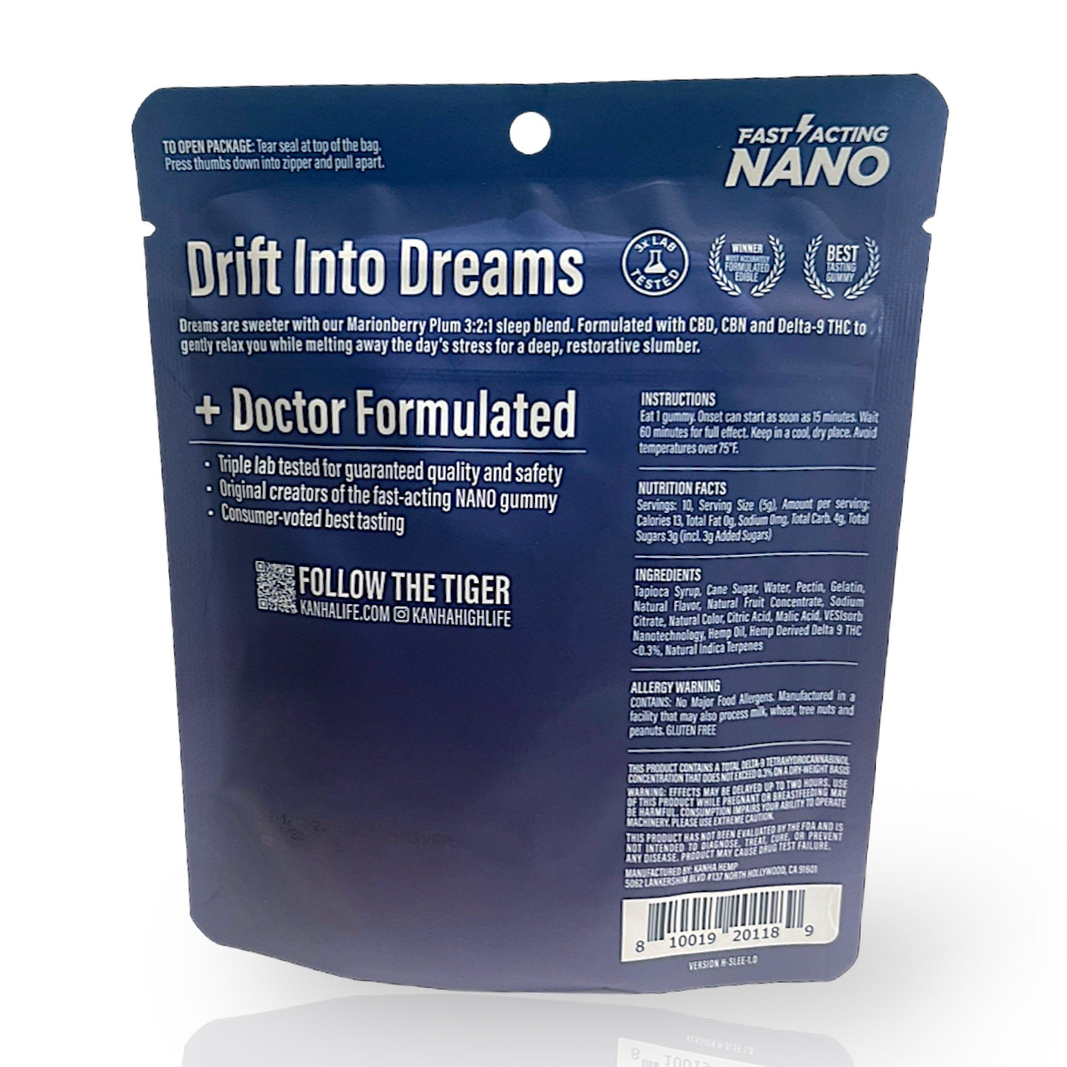 Kanha SLEEP 10mg D9: 20mg CBN: 30mg CBD Gummies - 10ct