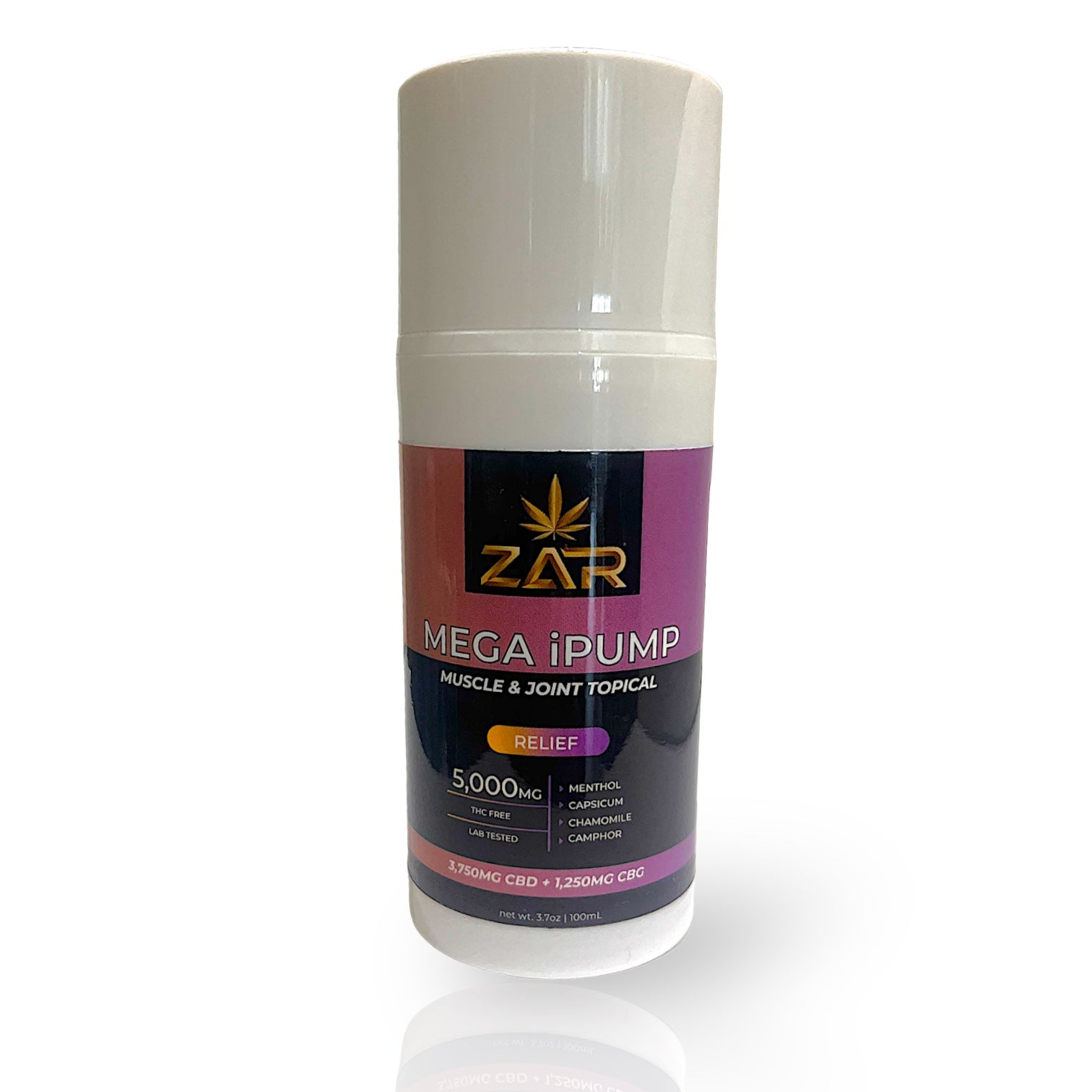 a picture of ZAR iPump - a discomfort relief cream pump that is extra strength with cbd and cbg and commonly used for pai.