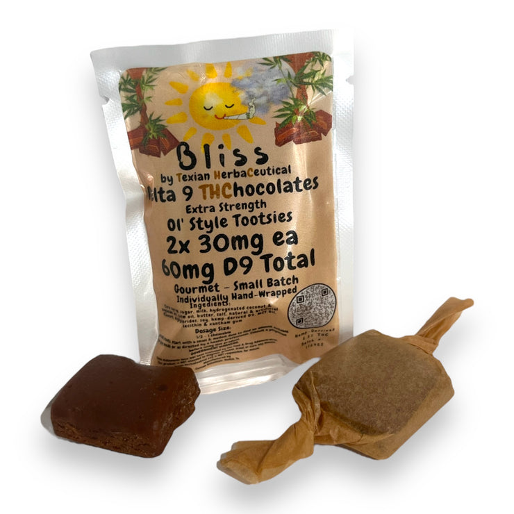 Texian HerbaCeutical Bliss 30mg Delta 9  THChocolates Extra Strength Ol&
