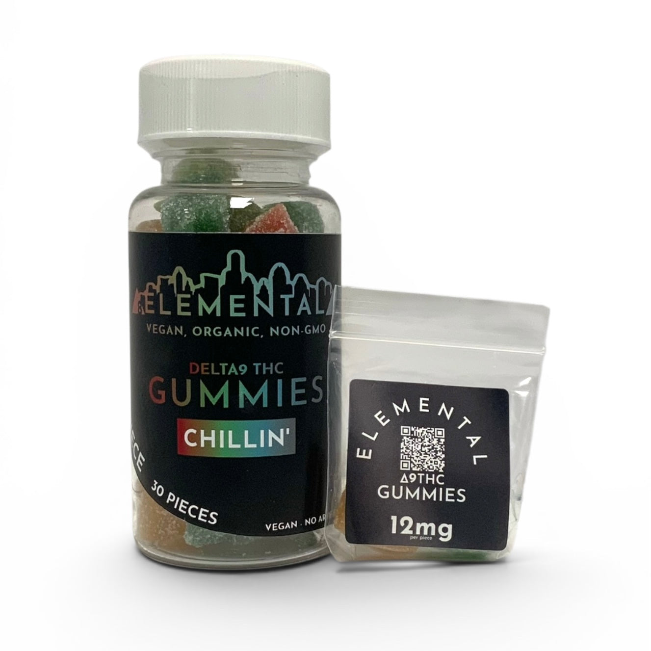 ELEMENTAL 12mg Delta 9 THC Chillin' Gummies - 2ct and 30ct.