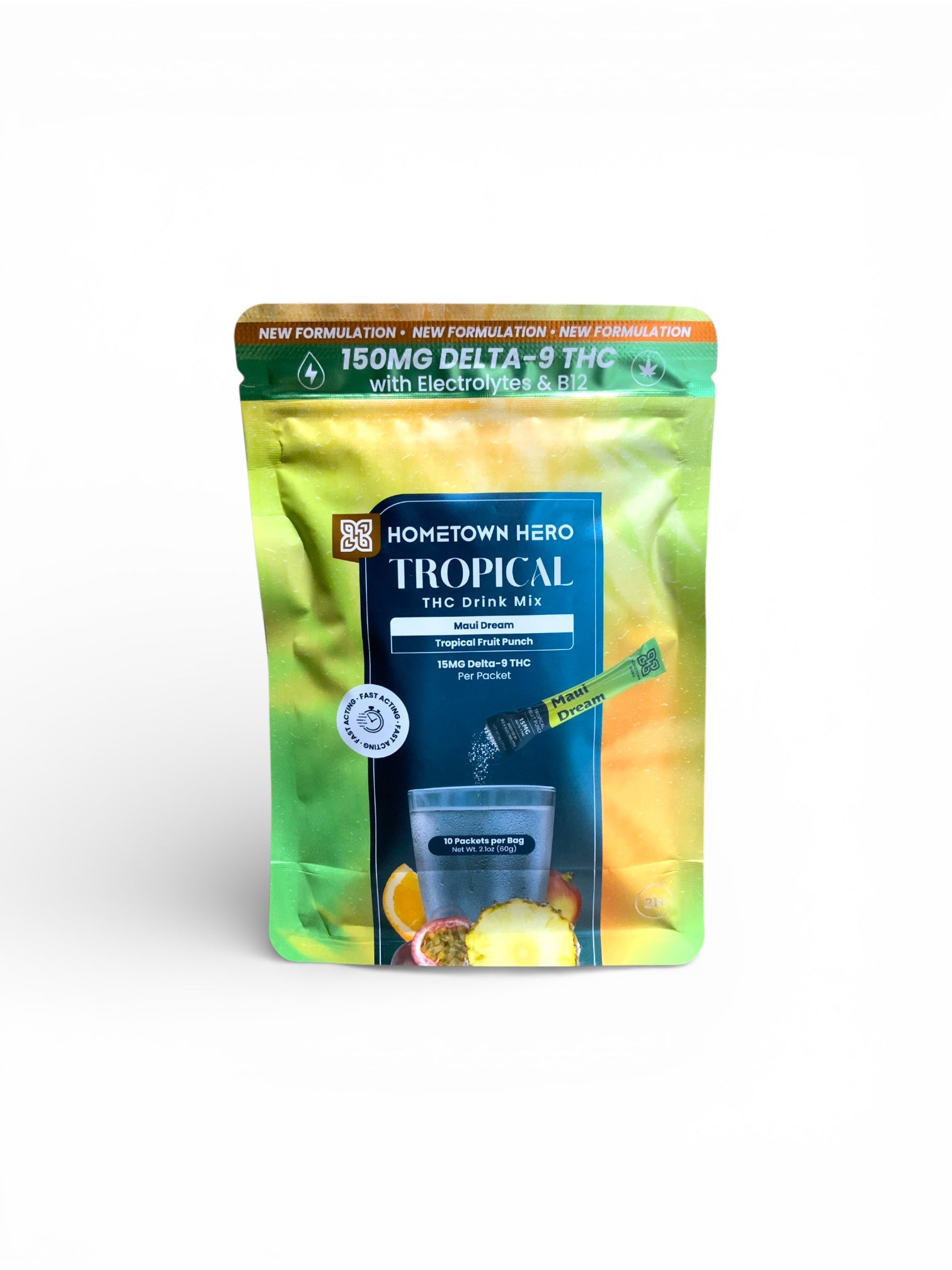Hometown Hero 15mg D9 Tropical Drink Mix - 10 Pack