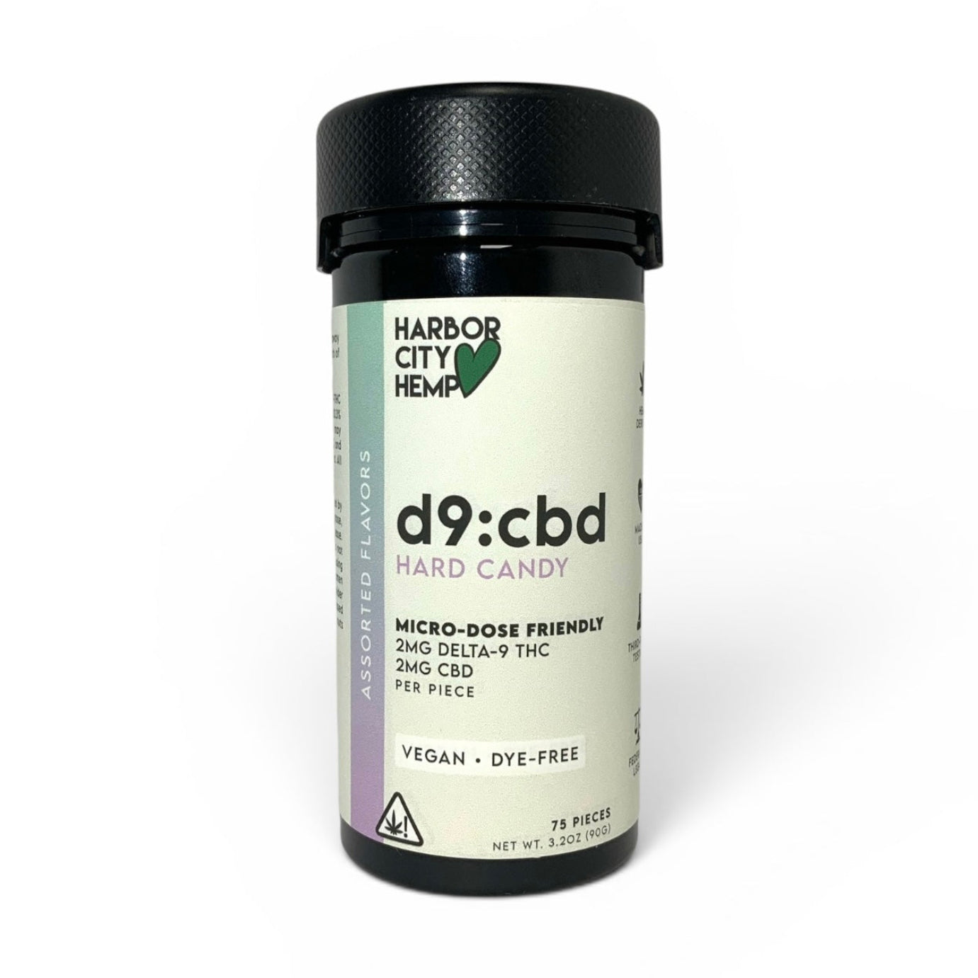 Harbor City Hemp 2mg Delta 9 THC : 2mg CBD (1:1) Hard Candies (75ct)