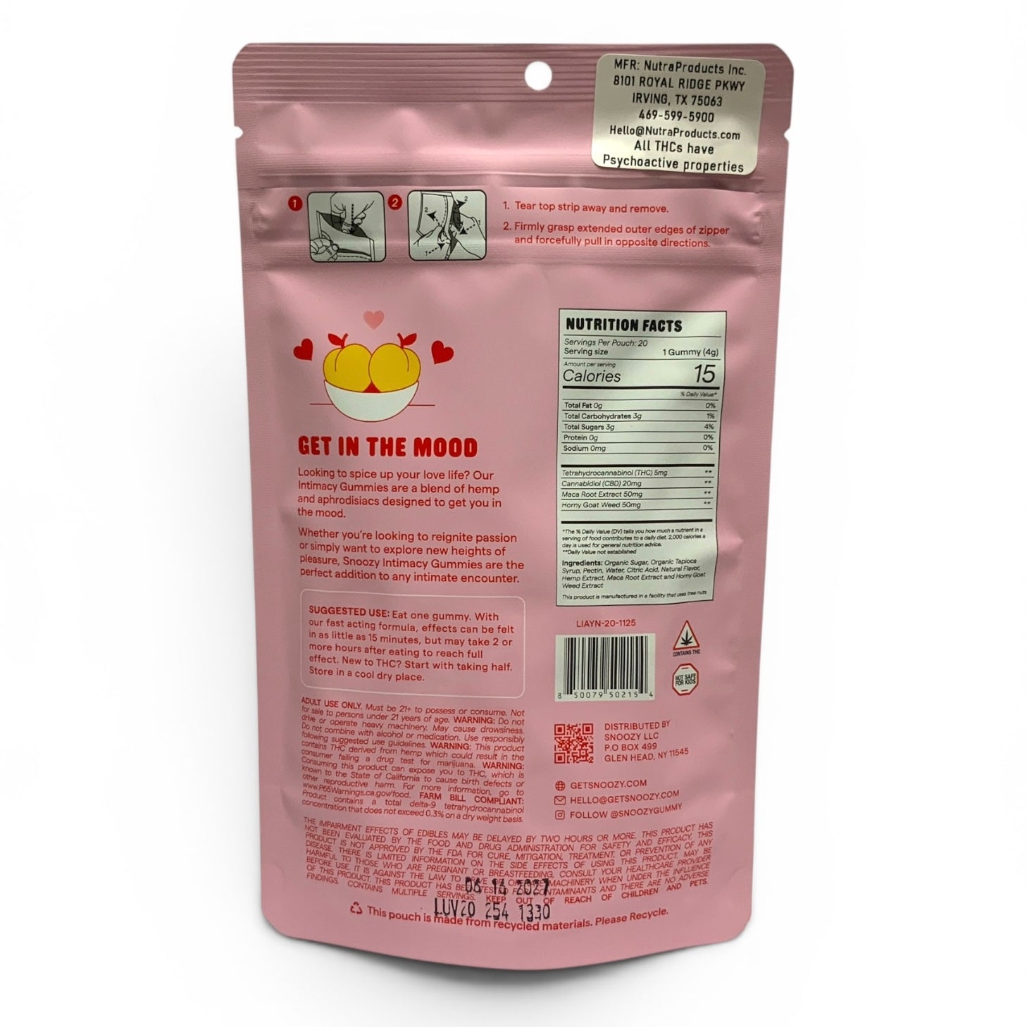 Snoozy - Love is All You Need (5mg Delta 9 THC + 20mg CBD) - 2ct or 20ct