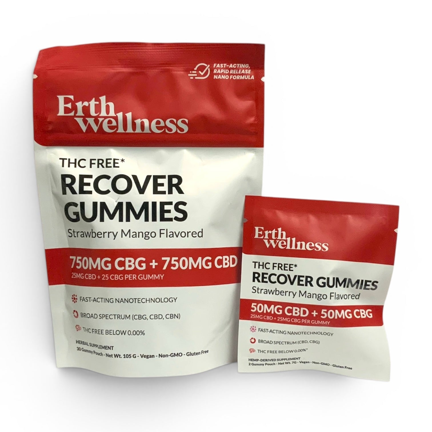 ERTH WELLNESS - Recover Gummies - 25mg CBD + 25mg CBG