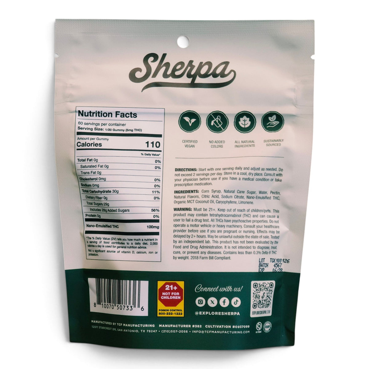 SHERPA Calm 100mg Delta-9 THC 3ct Gummies (300mg in TOTAL!)