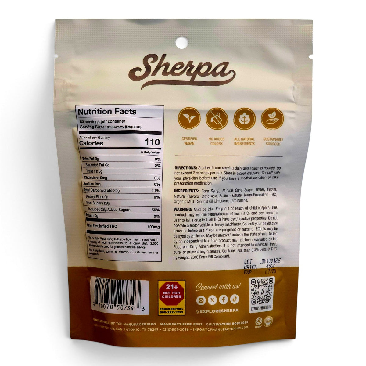 SHERPA Energy 100mg Delta-9 THC 3ct Gummies (300mg in TOTAL!)