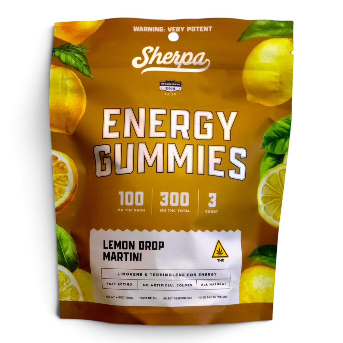 SHERPA Energy 100mg Delta-9 THC 3ct Gummies (300mg in TOTAL!)