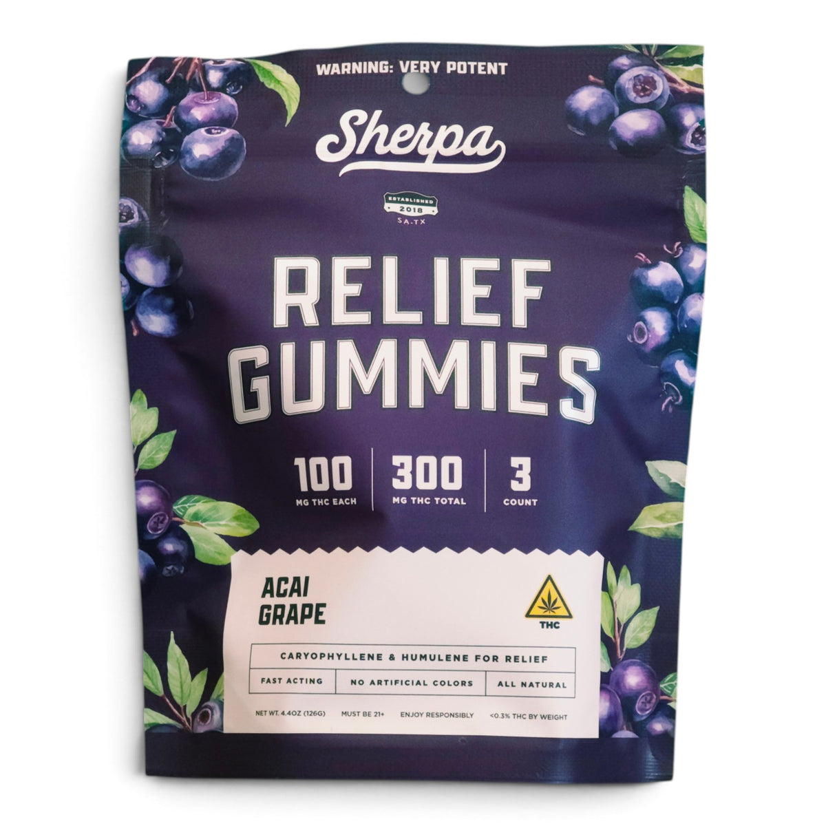 SHERPA Relief 100mg Delta-9 THC 3ct Gummies (300mg in TOTAL!)