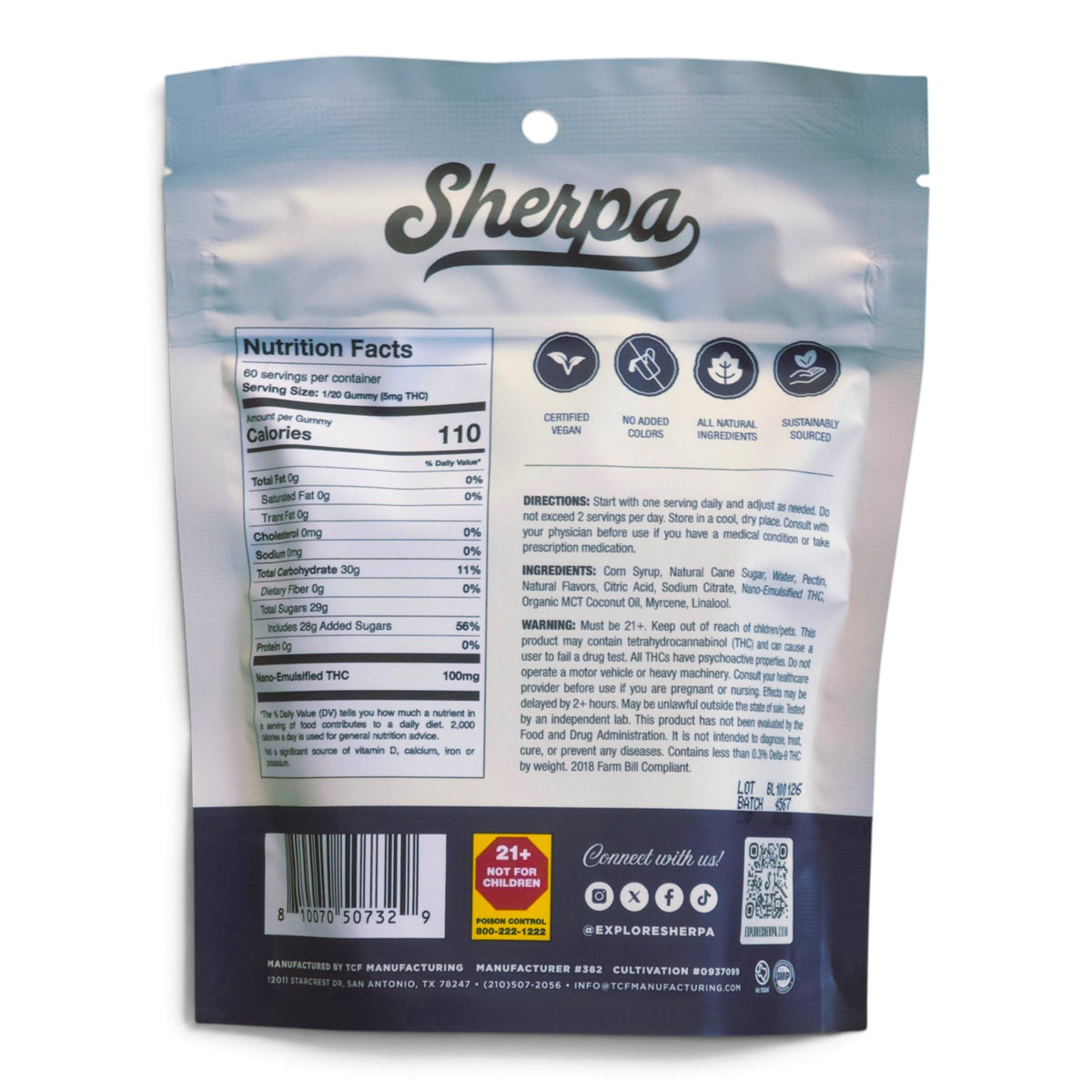 SHERPA Sleep 100mg Delta-9 THC 3ct Gummies (300mg in TOTAL)