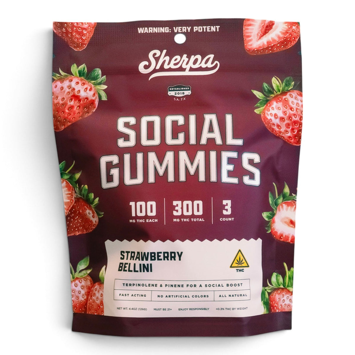 SHERPA Social 100mg Delta-9 THC 3ct Gummies (300mg in TOTAL!)