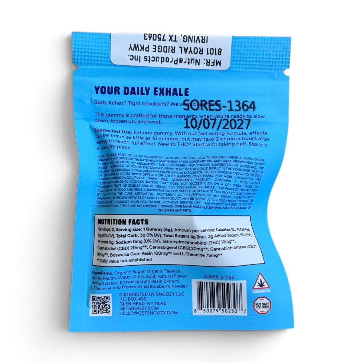 Snoozy - Sigh of Relief (10mg Delta-9 / 20mg CBD / 10mg CBC / 20mg CBG) - 2ct or 20ct