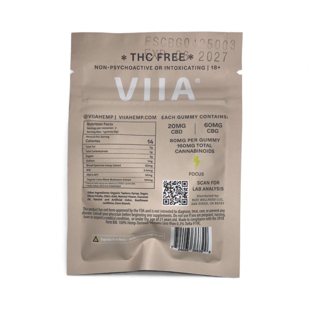VIIA Flowstate CBD:CBG Gummies