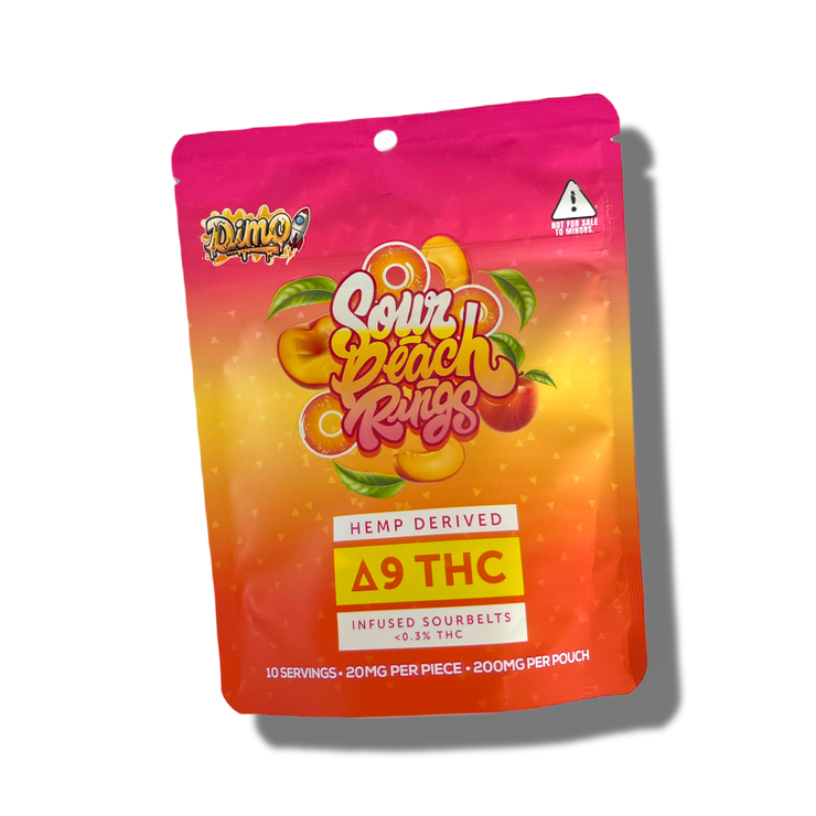 SHAPES 20mg Delta 9 THC Dimo Sour Peach Ring Candies - 10ct
