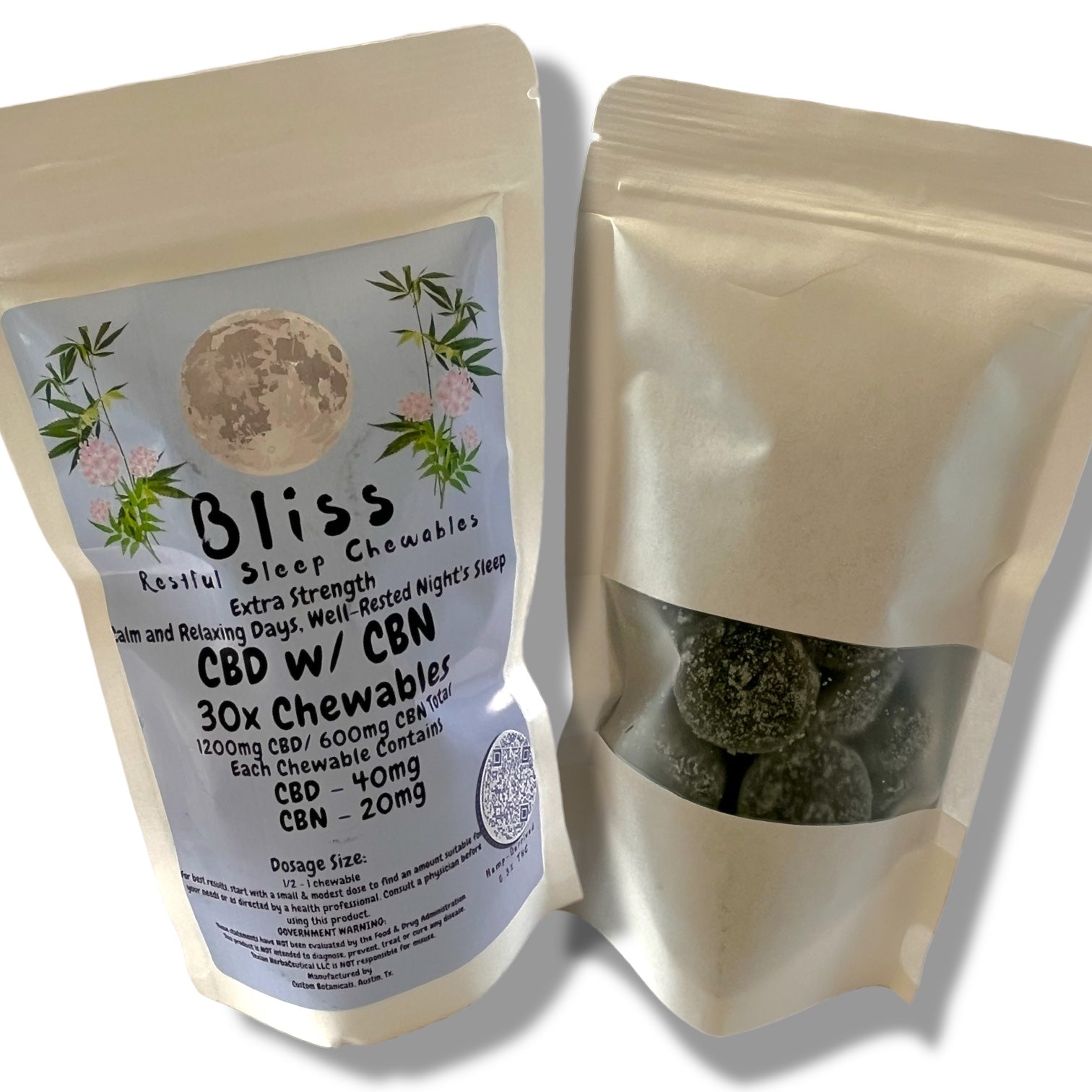 Texian Bliss Night time CBD + CBN 60mg Gummies (10 and 30ct) - Blue Raspberry