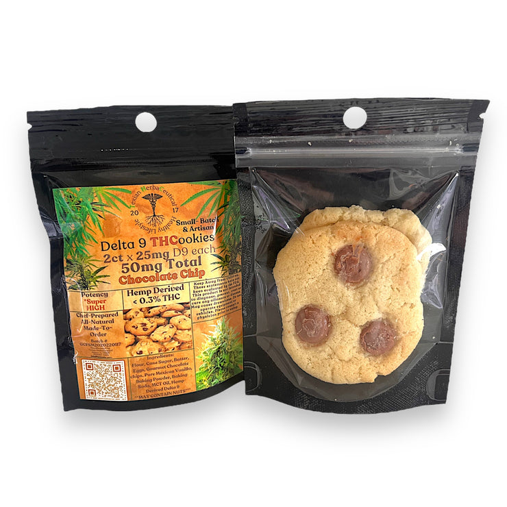 Texian 25mg each Delta 9 THC Chocolate Chip Cookies - 2ct